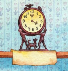 Series of watercolors Wall clock with banner for text N8