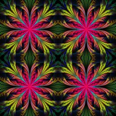 Beautiful pattern from fractal flowers Pink and yellow palette N2
