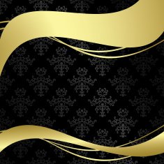 black vector vintage background with gold decorations N2