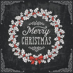 Christmas Wreath on Chalkboard