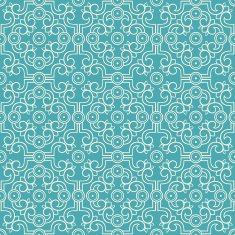turquoise retro flowers and leaves N2