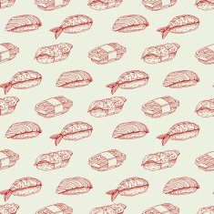 seamless background with sketch sushi N2