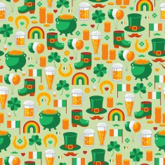 Patrick's Day seamless pattern with traditional symbols