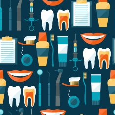 Medical seamless pattern with dental equipment icons N2