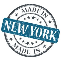 made in New York blue round grunge isolated stamp