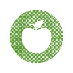 Green apple icon with pixel print halftone dots texture