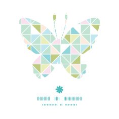 Vector colorful pastel triangle texture butterfly silhouette pattern frame N2