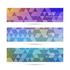 Set of vector banners with triangles and polygon mesh N11