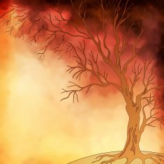 Vector watercolor painting autumn tree