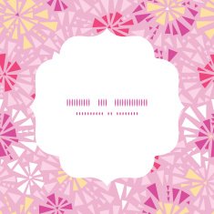 Vector pink abstract triangles circle frame seamless pattern background