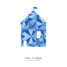 Vector blue triangle texture house silhouette pattern frame N2