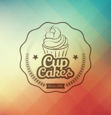Cupcake food label over blurred background N10