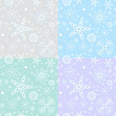Set of simple seamless backgrounds with snowflakes