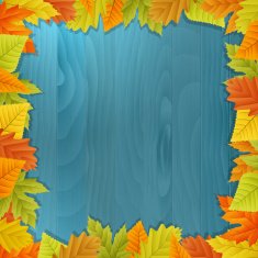 wood autumn vector background with leafs