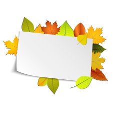 Autumn card with colored leaves in background