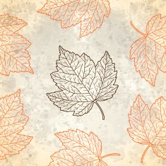 Pattern with autumn leaves in beige N2