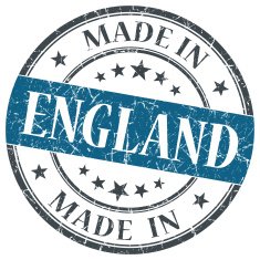 made in England blue grunge round stamp
