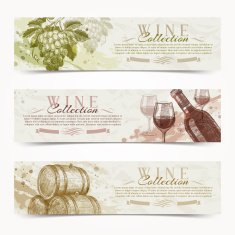 Wine and winemaking - vintage banners with hand drawn elements