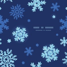 Vector glitter snowflakes dark circle frame seamless pattern background N2