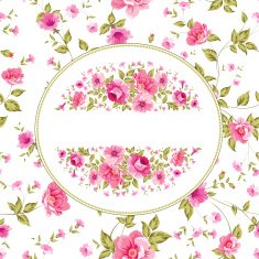 Floral pattern with branch of roses in oval label N2