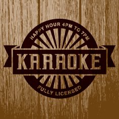Vintage Karaoke Bar Label on Aged Wood