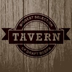 Vintage Tavern Label on Aged Wood