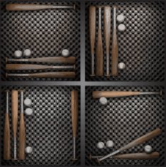 vector baseball on metal wall N4