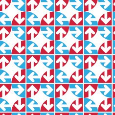 Creative continuous multicolored pattern with circles and arrows