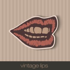 vintage paper lips mouth red with shadow N2