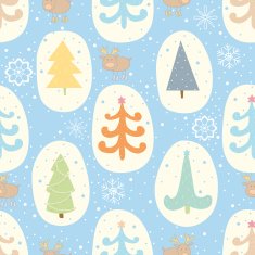Seamless pattern with Christmas trees and reindeer