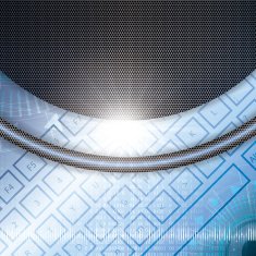 llustration of high tech keyboard with binary number