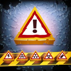 Grunge Vector Background With Warning Signs