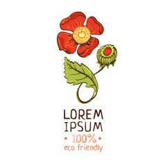 Abstract red floral emblem