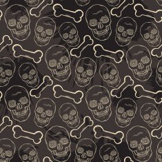 Seamless skull pattern with bone