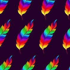 Seamless pattern with rainbow feathers N2