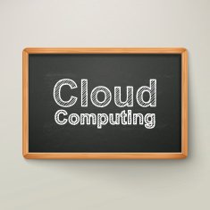 cloud computing on blackboard in wooden frame N2