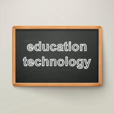 education technology on blackboard in wooden frame N2