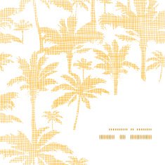 vector palm trees golden textile frame corner pattern background N2