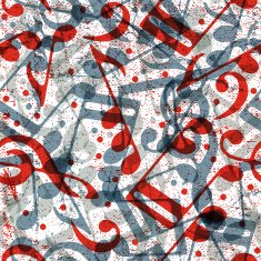 Musical notes seamless pattern with grunge texture