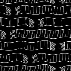 Black and white background with striped scarves Seamless vector pattern N2