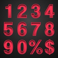Numbers Design - Red on Carbon Fiber Background