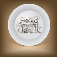 Decorative plate with image of farmhouse N3