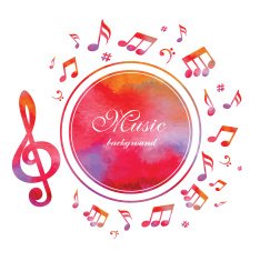 Abstract music background with watercolor texture Vector