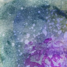 Textured watercolor painting with shades of blue and purple