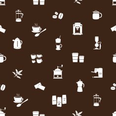 coffee icons brown and white pattern eps10 N2