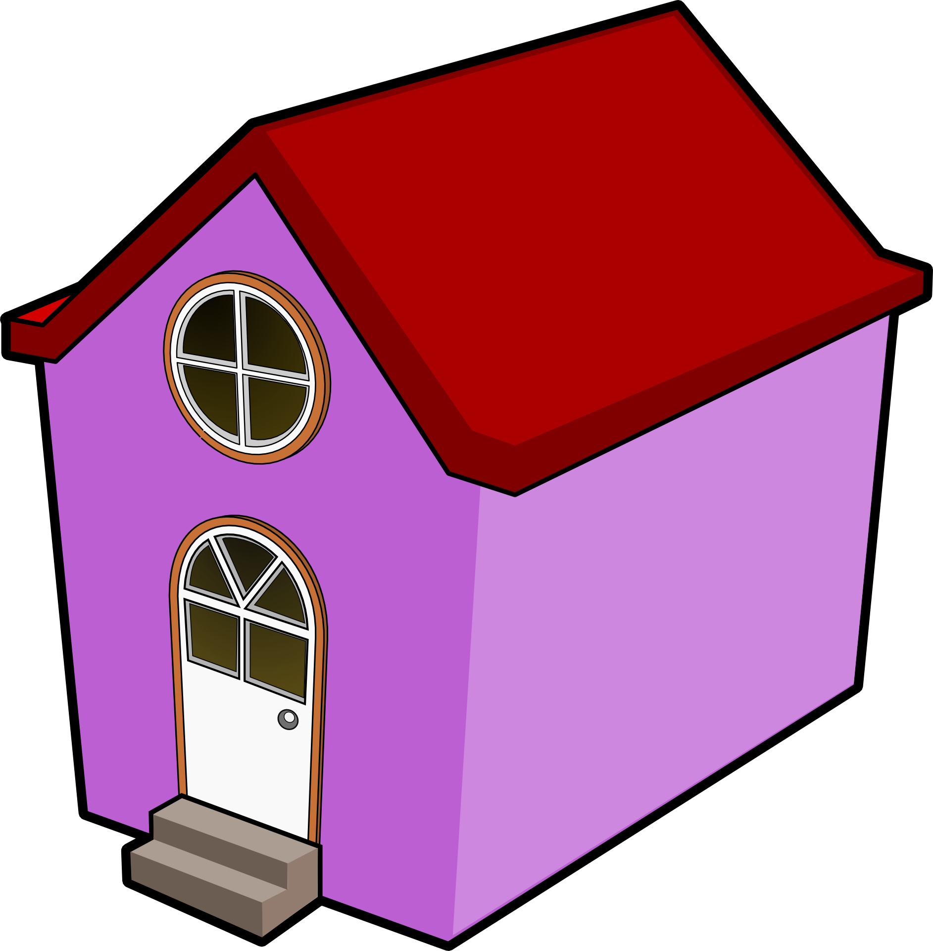 Pink house with red roof drawing free image download