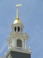 spire of tower of public library at sky, usa, massachusetts, billerica