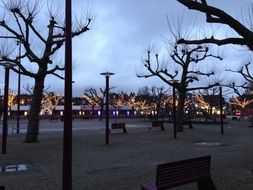 museum square in night lights in amsterdam