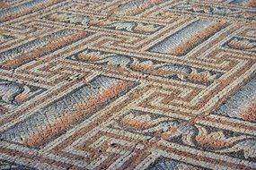 mosaic floor with floral pattern