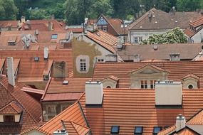 houses with red tile roofs, czech, prague